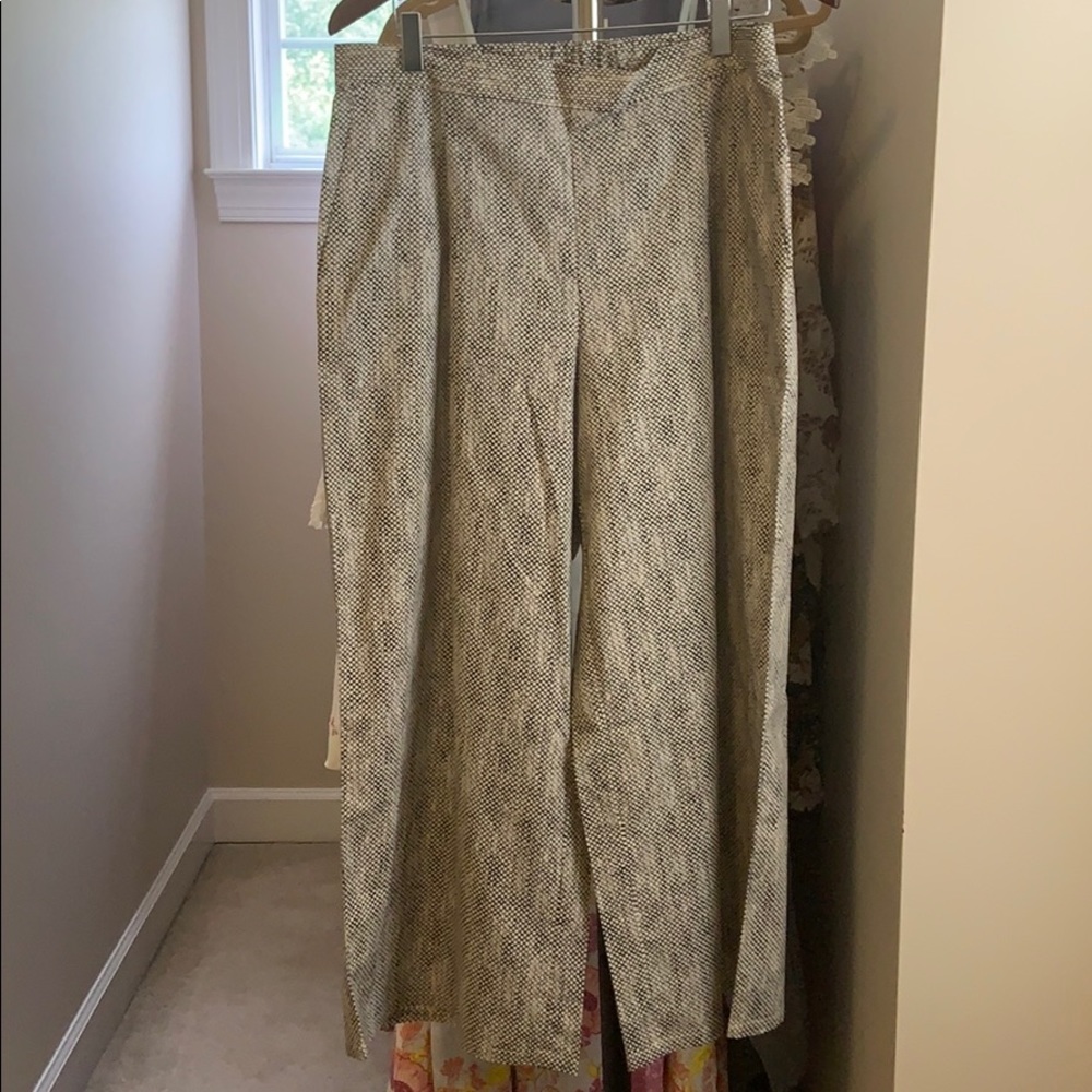Eileen Fisher chain print cotton wide leg pants M